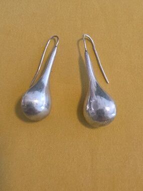 Vintage Sterling Silver Teardrop Dangle Earrings - Marked 925 Mexico